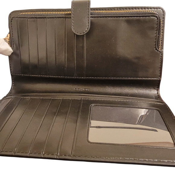Coach Black Leather Zip Wallet with Gold Logo - Picture 3 of 4